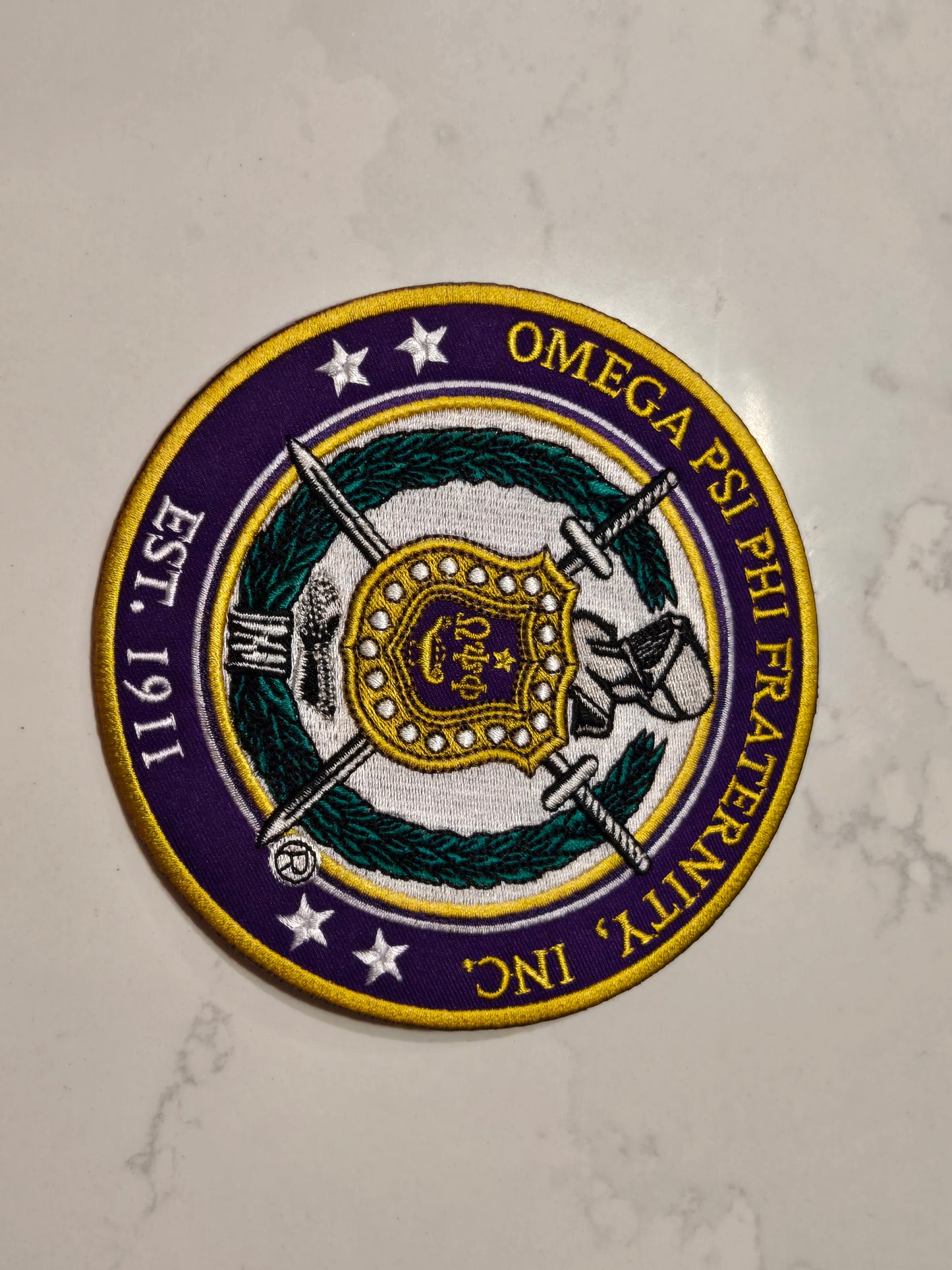 Omega Psi Phi Fraternity, Inc., Embroidered Patch - ROUND (5 INCH)