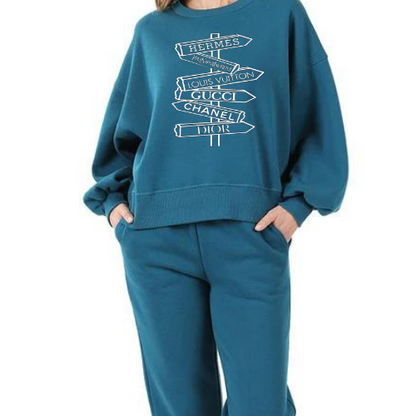 All Roads Lead to Fashion Oversized Jogger Set